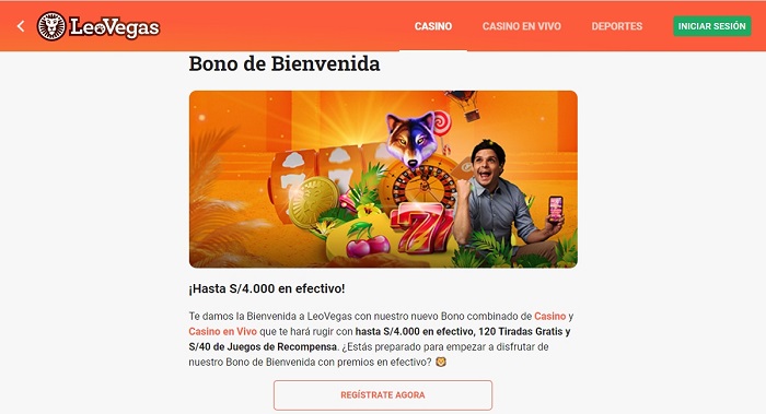 Bono de bienvenida de LeoVegas Perú