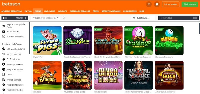 Video Bingo en Betsson perú otros juegos de casino online